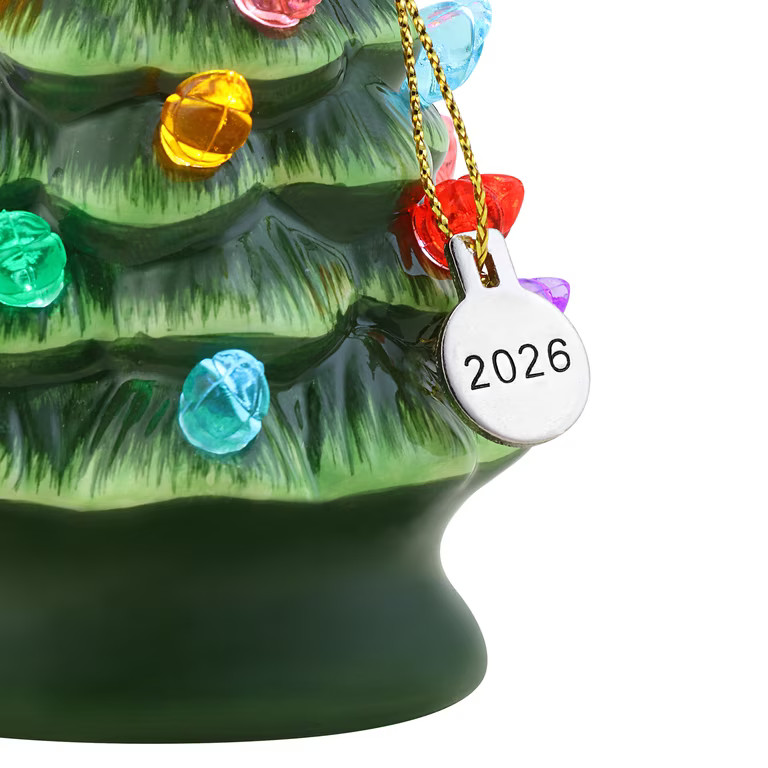 Mr. Christmas 4" Nostalgic Ceramic Lit Tree Ornament Decoration, Green | Walmart (US)