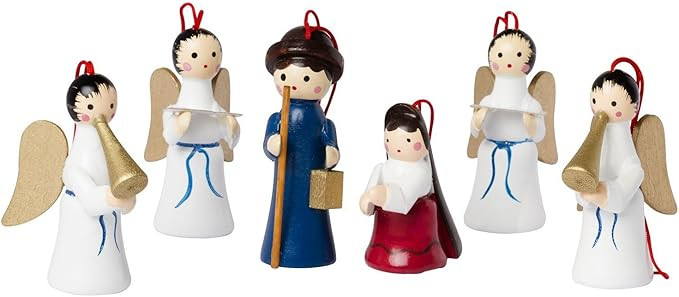 BRUBAKER 6 Handpainted Wooden Christmas Tree Ornaments Decoration - Mary, Joseph and Angels Nativ... | Amazon (US)