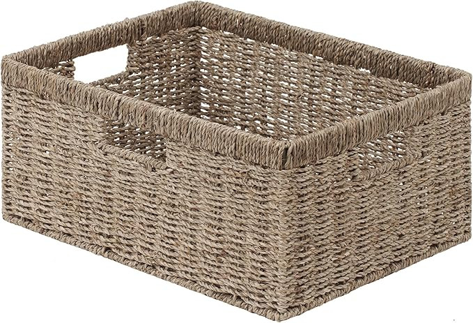 StorageWorks Extra Large Wicker Baskets for Organizing, Seagrass Storage Basket with Built-in Han... | Amazon (US)