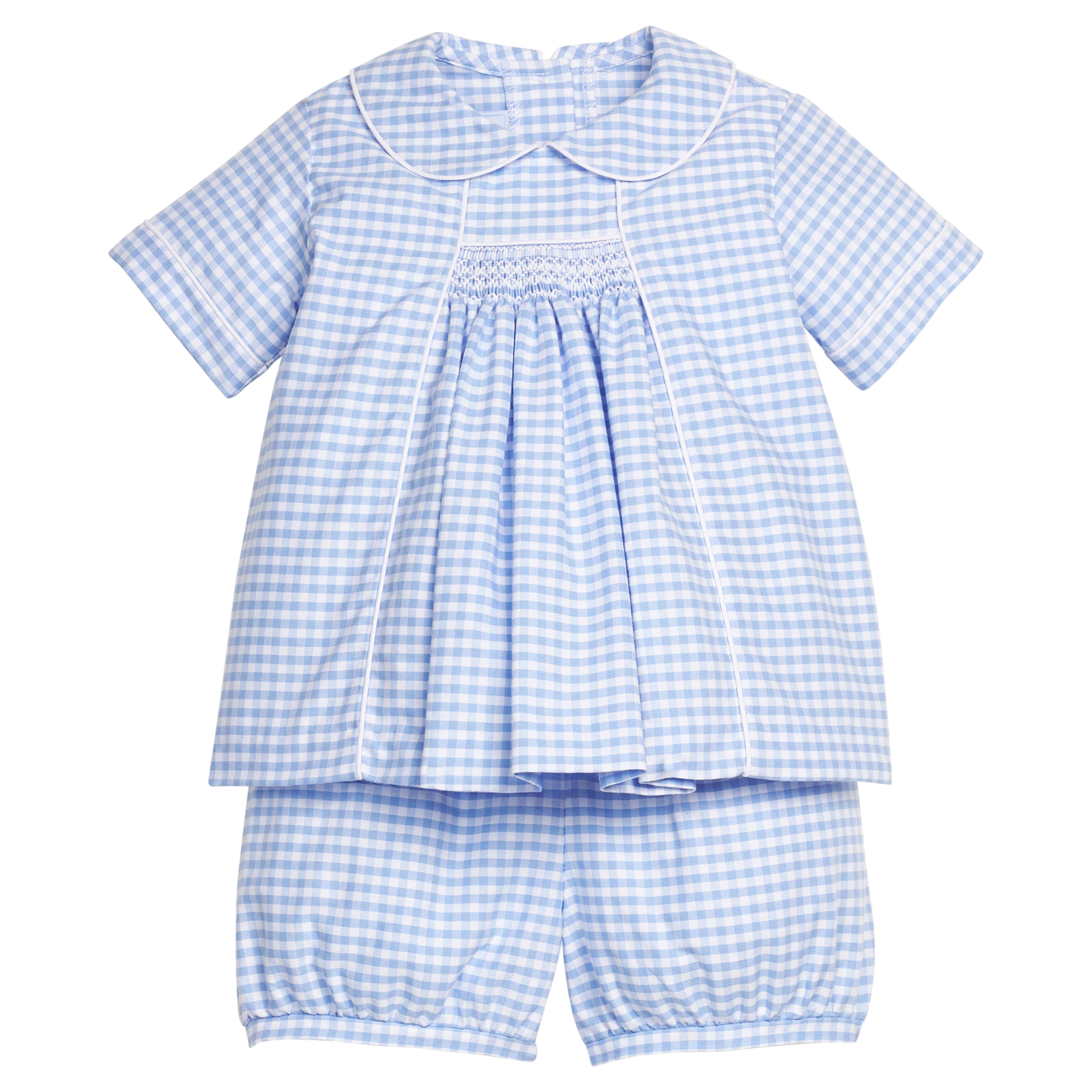 Mayfair Gingham Smocked Short Set - Blue Boy Easter Outfit | Little English