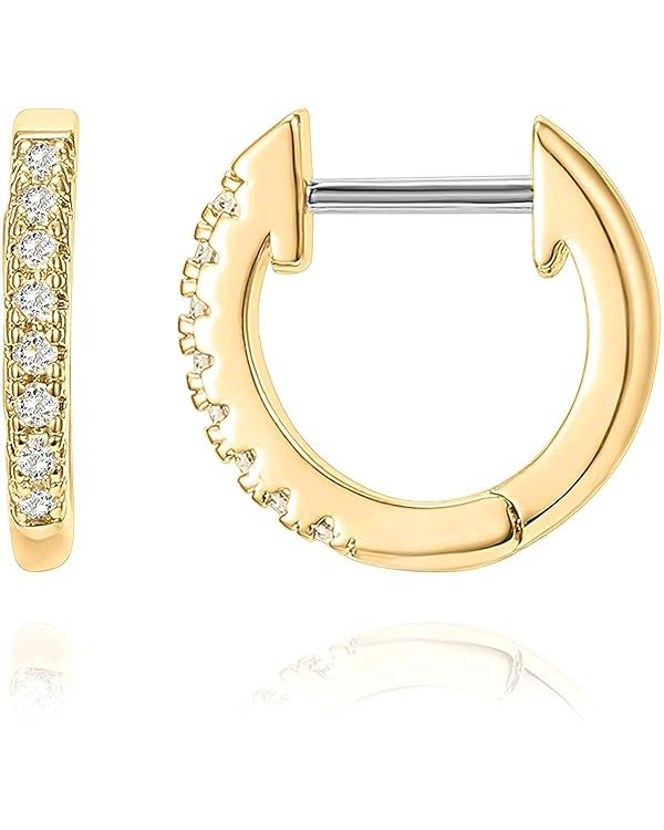 Amazon.com: PAVOI 14K Yellow Gold Plated Post Cubic Zirconia Cuff Earring Huggie Stud: Clothing, ... | Amazon (US)