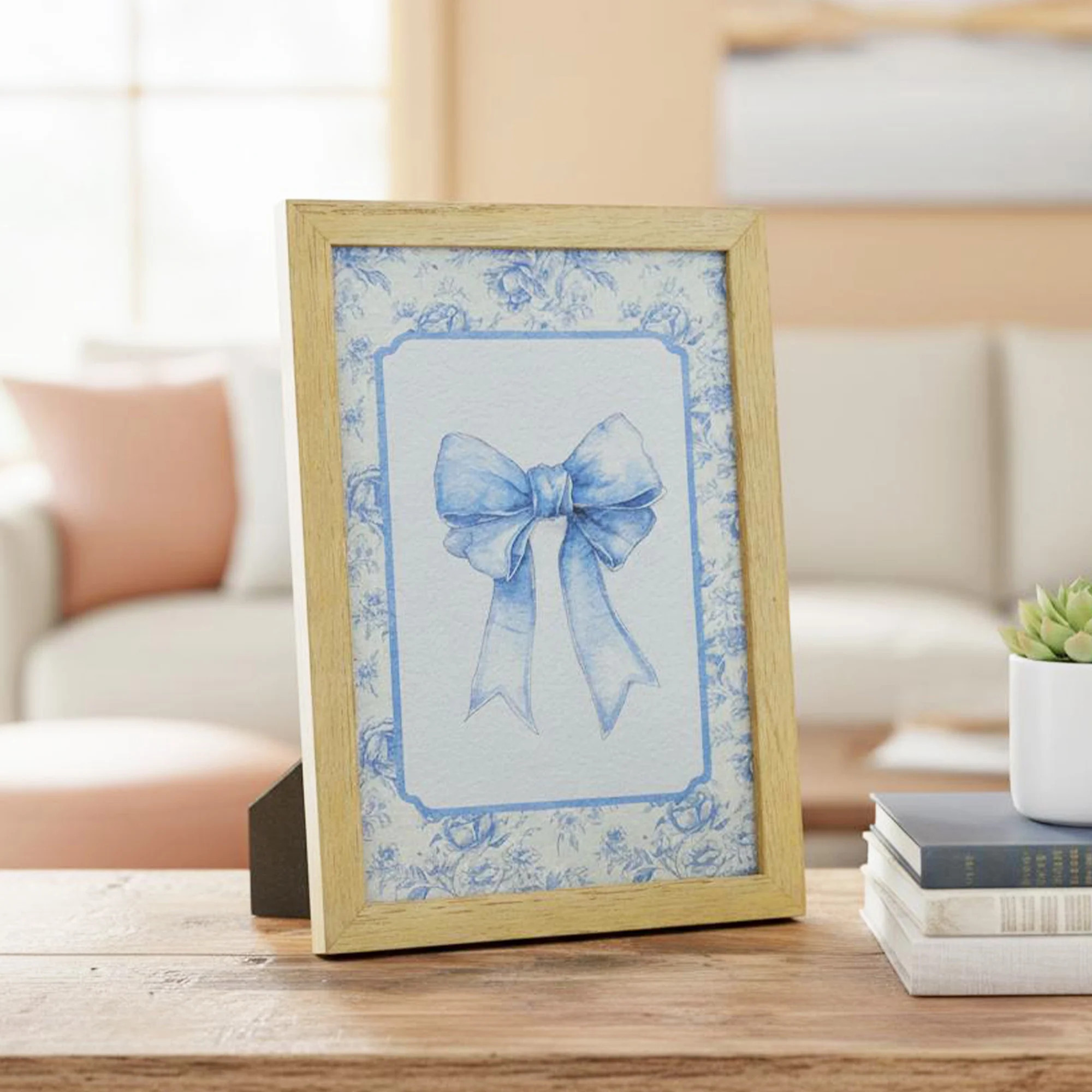 Bow Framed Artwork, Blue, 5" x 7", by My Texas House | Walmart (US)
