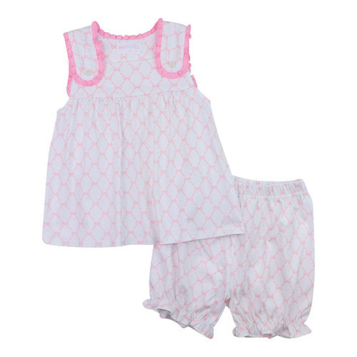 Pink Knit Bow Trellis Bloomer Set | Cecil and Lou