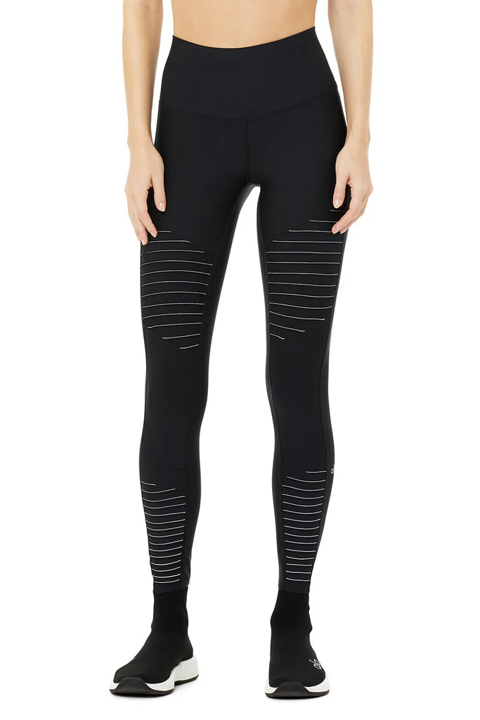 Airlift High-Waist 7/8 Moto Legging - Black/White | Alo Yoga (US)