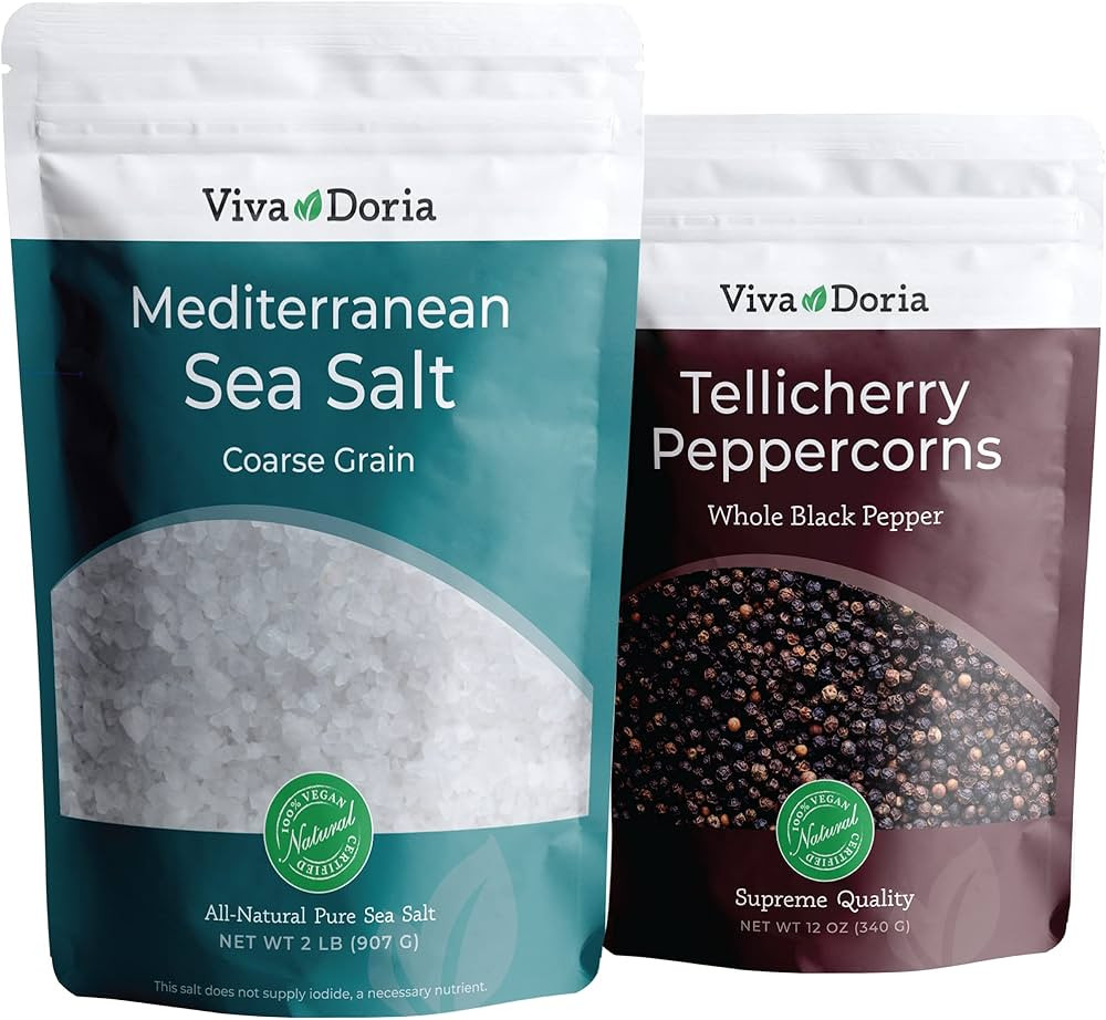 Viva Doria Mediterranean Sea Salt, Coarse Grain, 2 lb, For Grinder Refills and Tellicherry Black ... | Amazon (US)