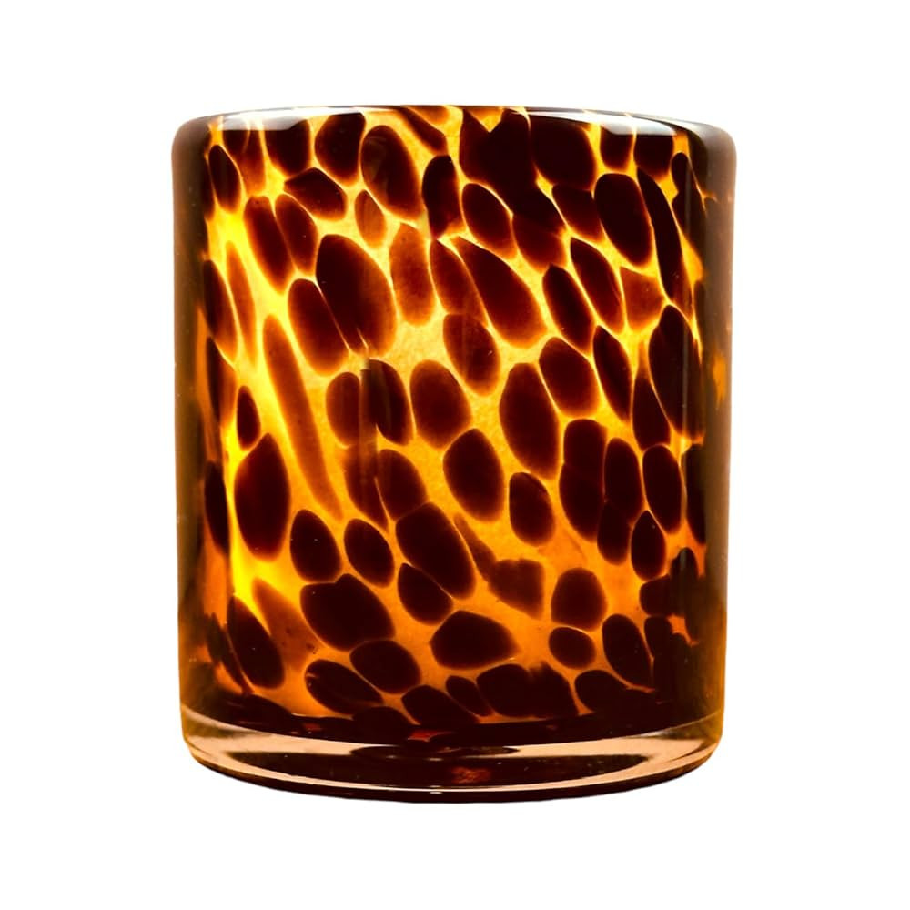 Hapton House Tortoise Shell Glass Candle Holder - Votive and Tealight Candle Holder - Leopard Pri... | Amazon (US)
