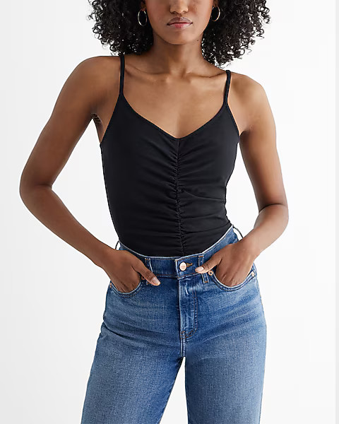 Best Loved V-Neck Ruched Bra Cami | Express