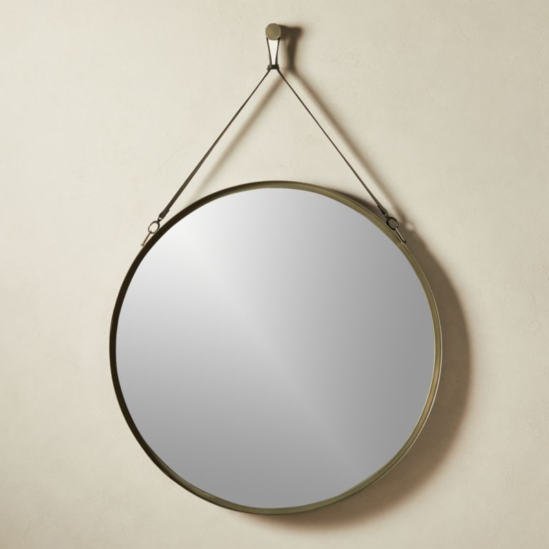 Victor Gunmetal Leather Wall Mirror 36" + Reviews | CB2 | CB2