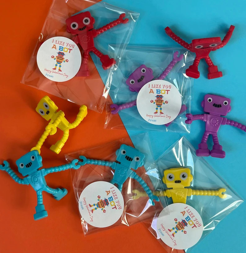 Class Valentines Favors Robot or Aliens W/ Stickers Party Favor Classroom Gift non-sugar Ready to... | Etsy (US)