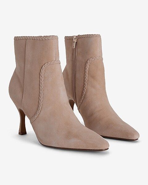 Suede Braided Ankle Booties | Express
