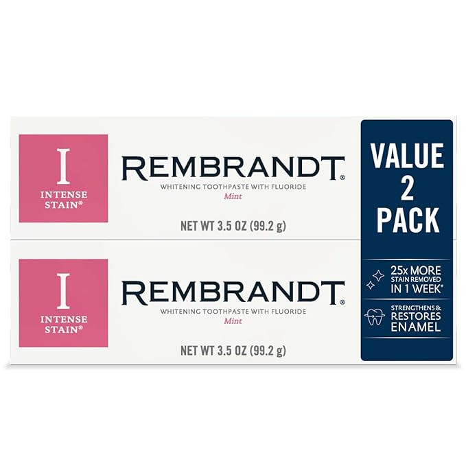 Rembrandt Intense Stain Whitening Toothpaste, Mint Flavor, 3.5-Ounce (2 Pack) | Amazon (US)