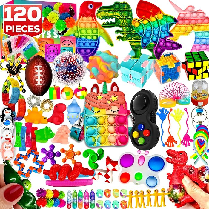 120 Pcs Fidget Toys Pack, Pop Sensory Party Favors Set Gifts for Kids Adults Boy Girl Stocking St... | Amazon (US)