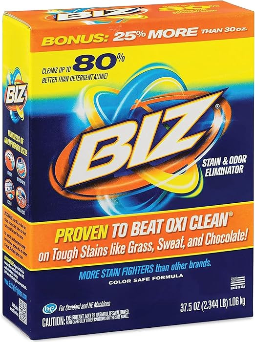 Biz Laundry Detergent Powder, Stain and Odor Eliminator for Tough Stains Like Grass Sweat and Cho... | Amazon (US)