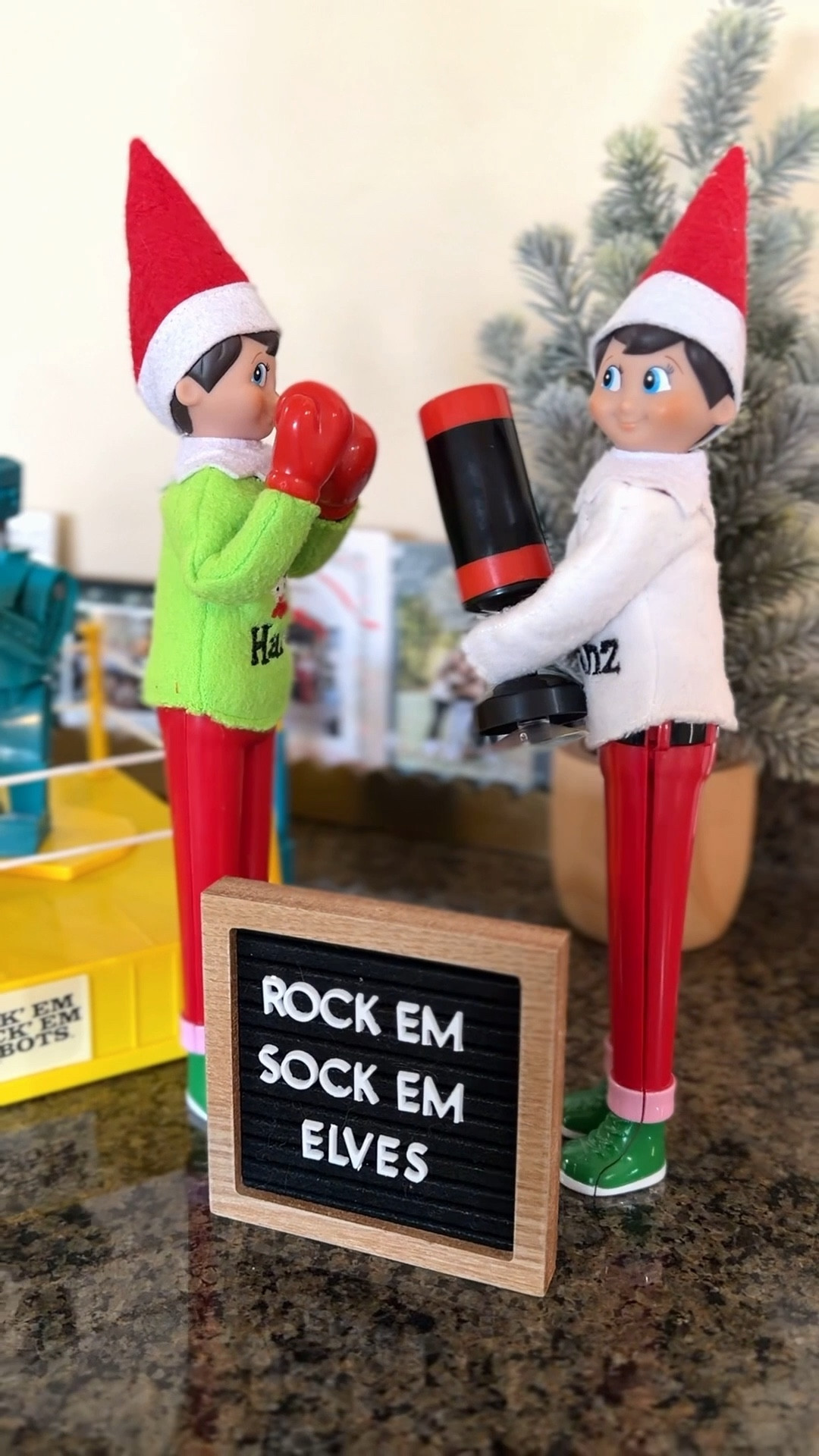 🥊ROCK ‘EM + SOCK ‘EM ELVES!! This boxing elf set up was a “hit”and guess what…the boxing game is a knockout. #elfontheshelf 

#LTKHoliday #LTKGiftGuide #LTKKids