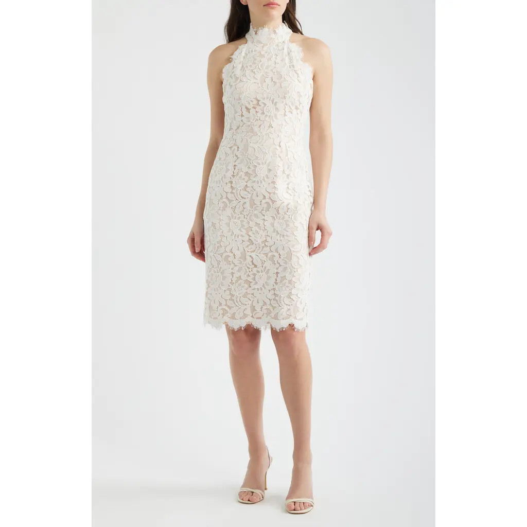 Eliza J Floral Lace Sheath Dress in Ivory Beig at Nordstrom, Size 4 | Nordstrom