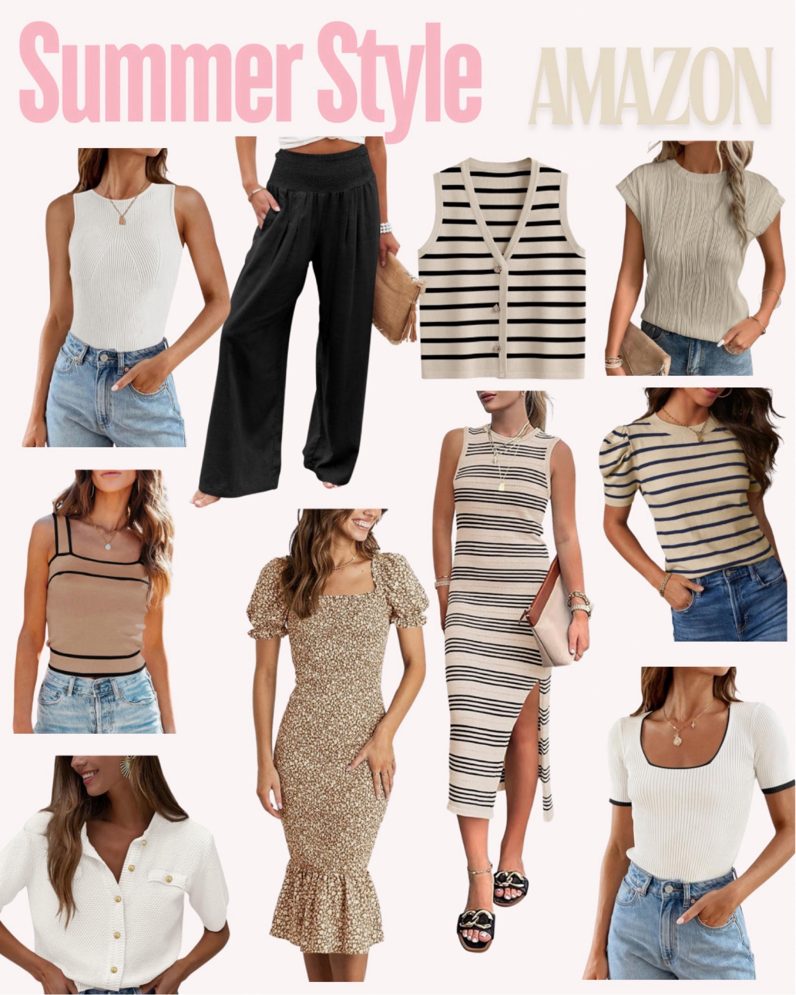 Summer style. Summer tops. Summer dress. Summer pants. Summer stripes. Casual summer work outfits. Travel style. Vacation outfit. Summer essentials. Summer trends. Easy outfits. Mom outfit. 

#LTKFindsUnder50 #LTKStyleTip #LTKWorkwear