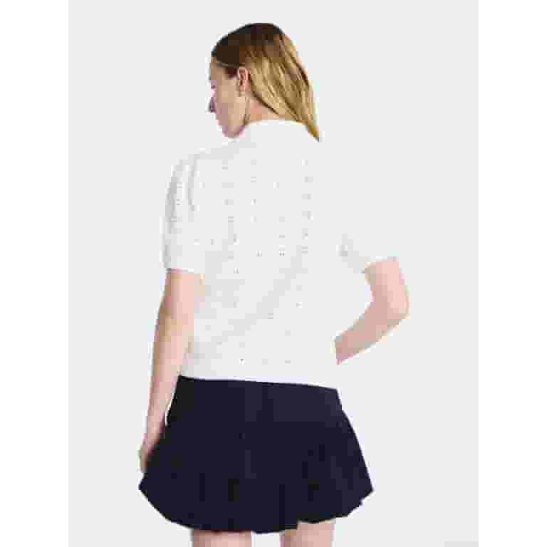 Free Assembly Women's and Women's Plus Cotton Pointelle Cardigan Sweater with Short Sleeves, Ligh... | Walmart (US)