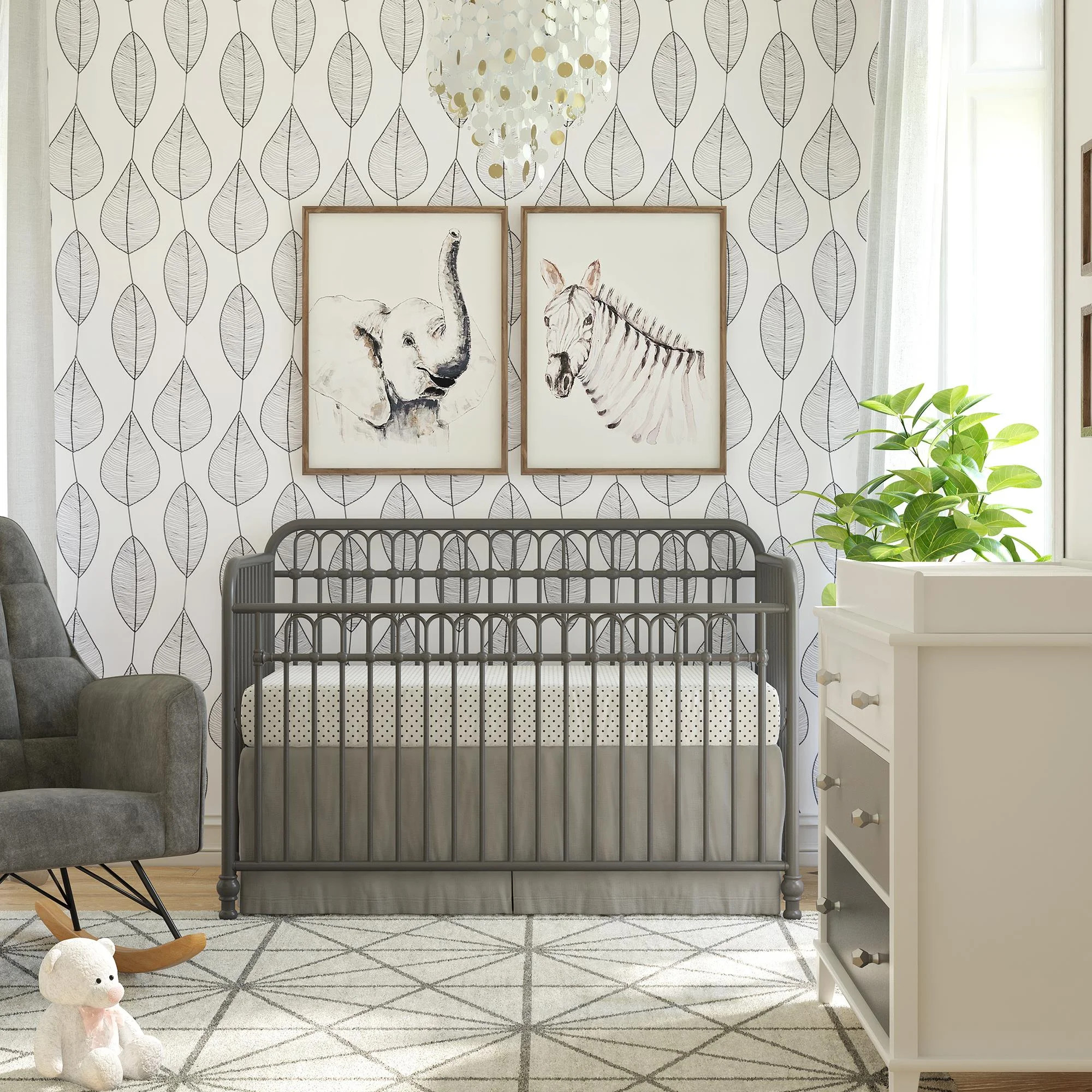 Little Seeds Raven 3-in-1 Metal Convertible Crib-Gray - Walmart.com | Walmart (US)