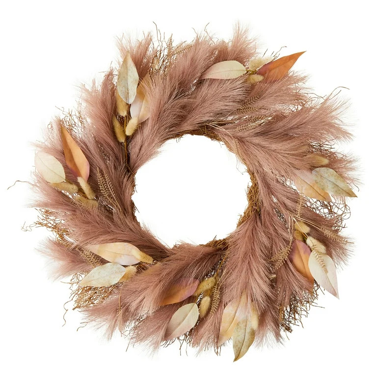 Polyester Pampas Grass Wreath, 24", Fall by Way To Celebrate | Walmart (US)