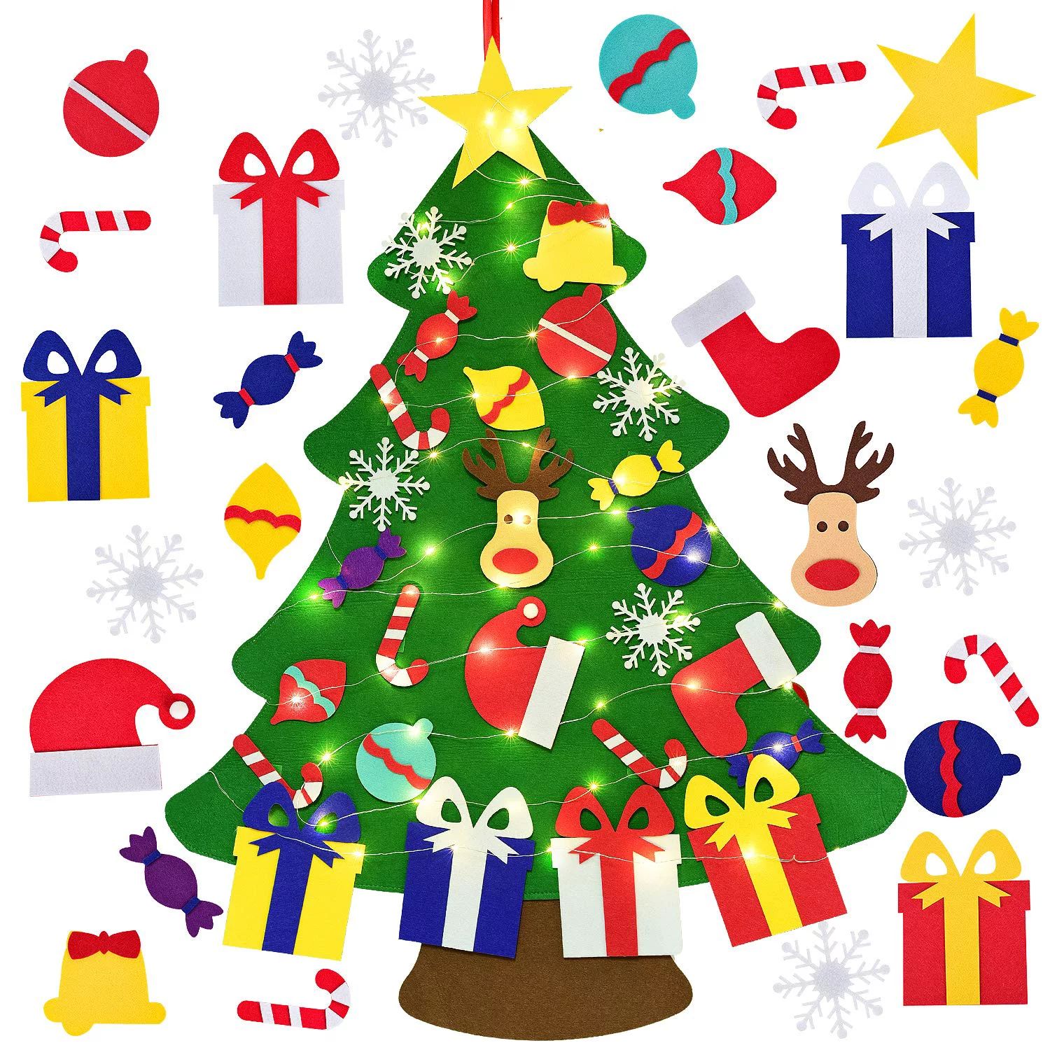 Coolmade DIY Felt Christmas Tree Set, 26pcs Detachable Ornaments, Xmas Gifts for Kids New Year Ha... | Walmart (US)