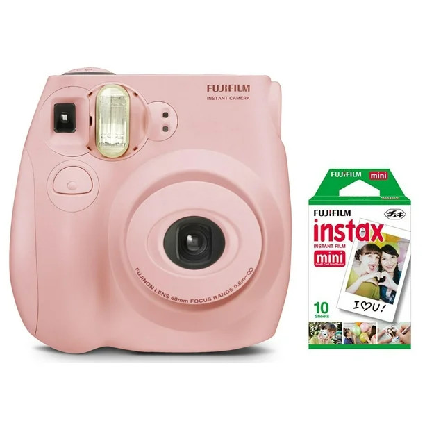 Fujifilm Instax Mini 7S Instant Camera (with 10-pack film) - Pastel Pink | Walmart (US)