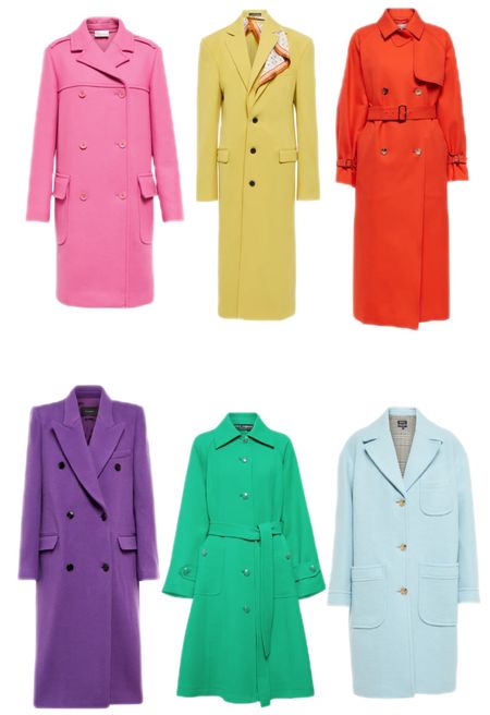 Winter coats that are bright and colourful. In coloured such as bubblegum pink, pale yellow, orange, purple, green and baby blue. Brands include Red Valentino, Dolce&Gabbana & MaxMara

#LTKeurope #LTKSeasonal #LTKstyletip