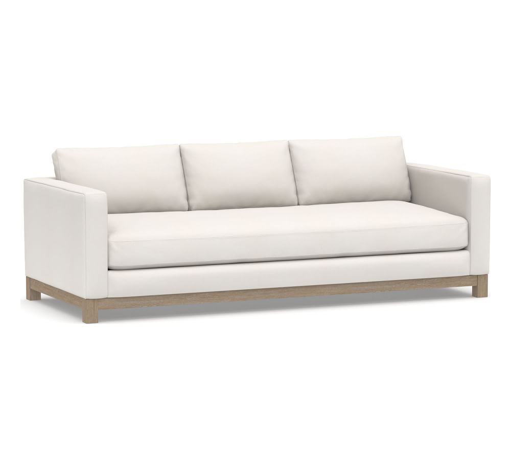 Jake Upholstered Sofa 3x1 86" with Wood Legs, Polyester Wrapped Cushions, Twill Cream | Pottery Barn (US)