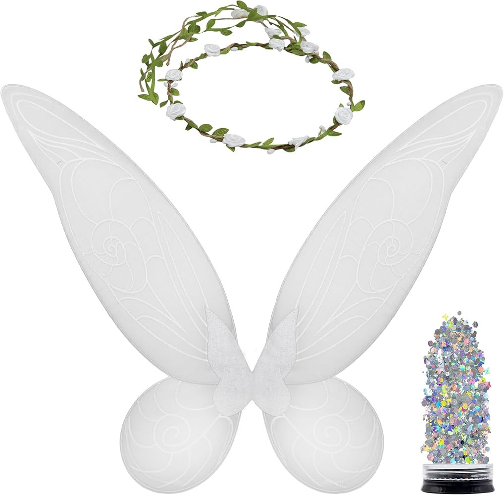 Funcredible Fairy Wings, Crown and Glitter - Fairy Costume Accessories - Butterfly Costume - Hall... | Amazon (US)