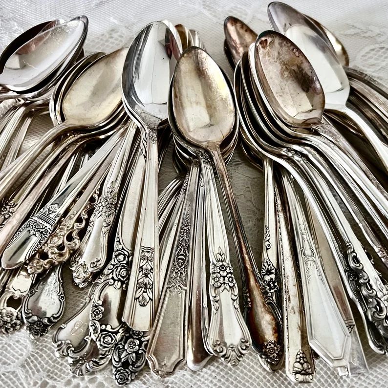 Mismatched Silverplate Teaspoons for Crafts/vintage & Antique/craft Lot/photography/spoon Rings/j... | Etsy (US)