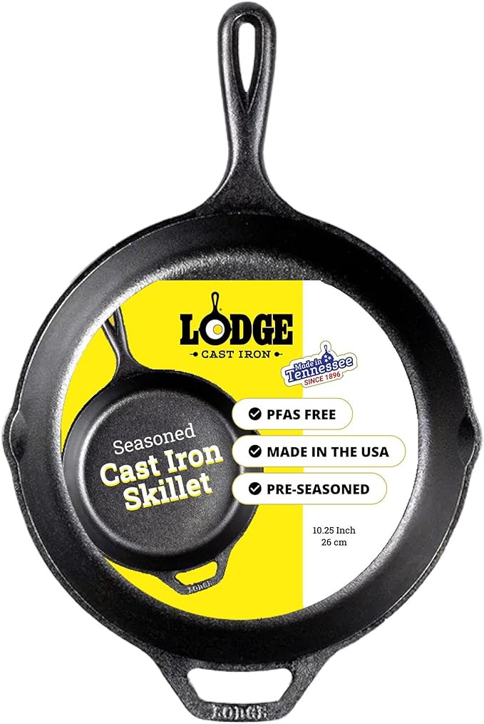 Amazon.com: Lodge Seasoned Cast Iron Skillet - PFAS-Free, Non-Toxic Cookware - Use with an Oven, ... | Amazon (US)