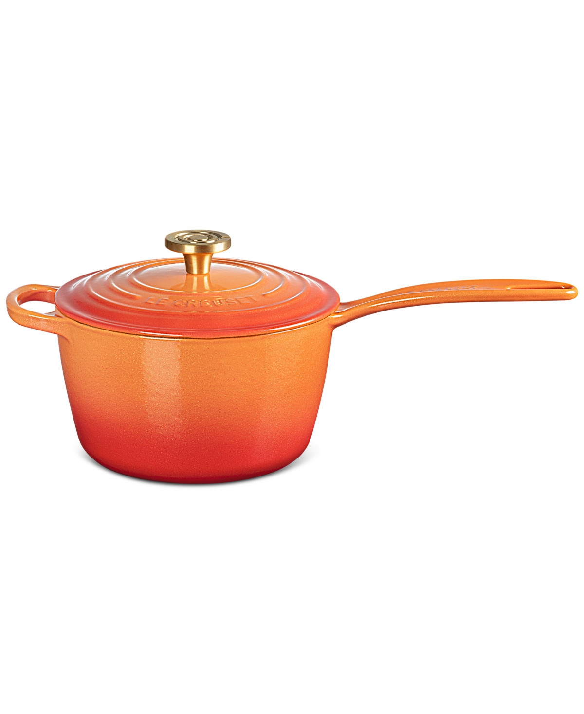 Le Creuset Signature 2.25-Qt. Flamme Doree Enameled Cast Iron Saucepan with Crucible Knob - 100th Anniversary Edition - Flamme Dor | Macy's