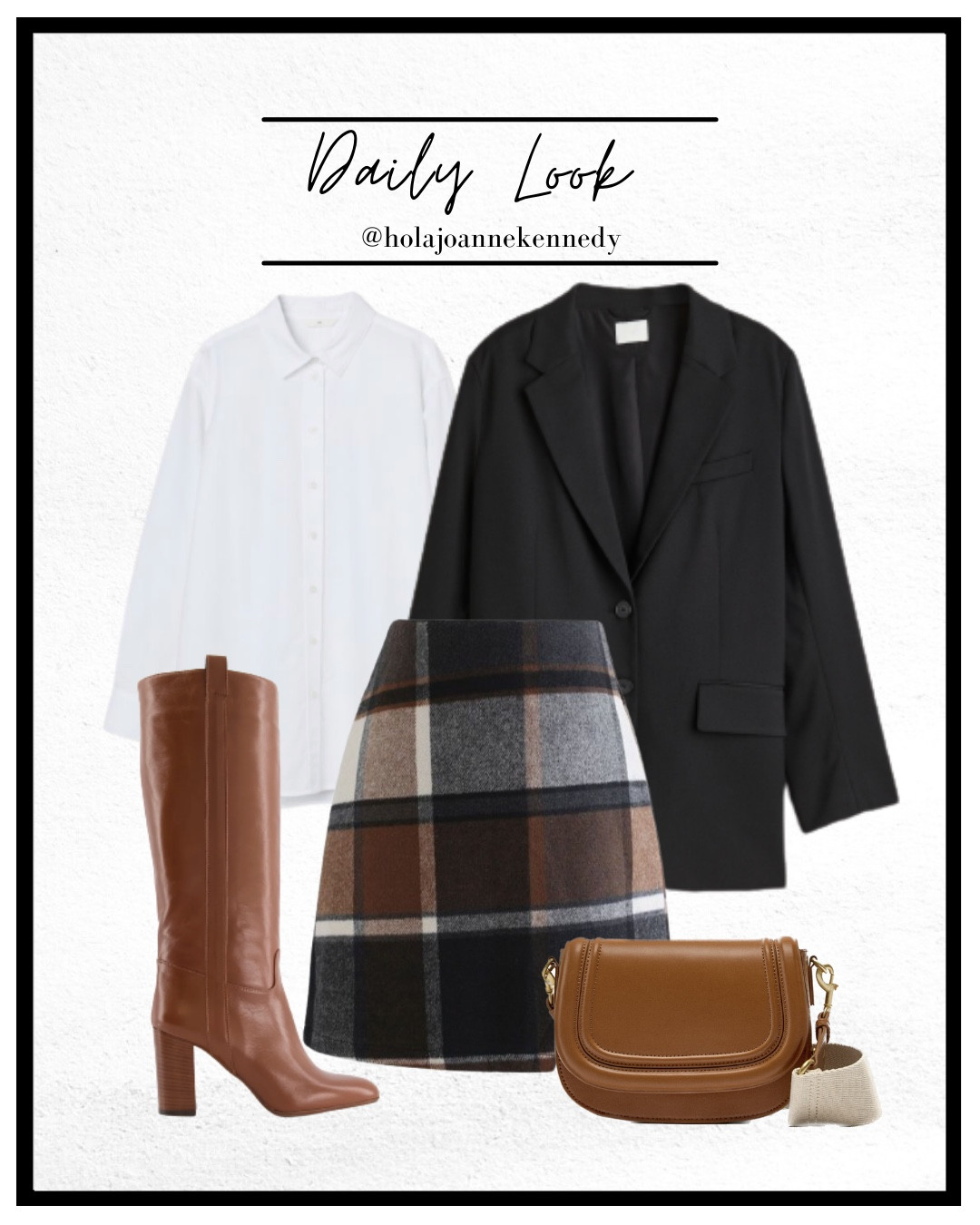 autumn outfit ideas, autumn style, plaid outfits, fall colour palette, wool skirt, plaid skirt, check skirt, tartan mini skirt, black oversized blazer, collusion blazer, white shirt, tan knee high boots, tan cross body bag, fall fashion trends, fall style, autumn style, autumn styles, autumn styling, autumn layering, daily outfit inspo, daily outfit ideas 

#LTKuk #LTKeurope #LTKautumn