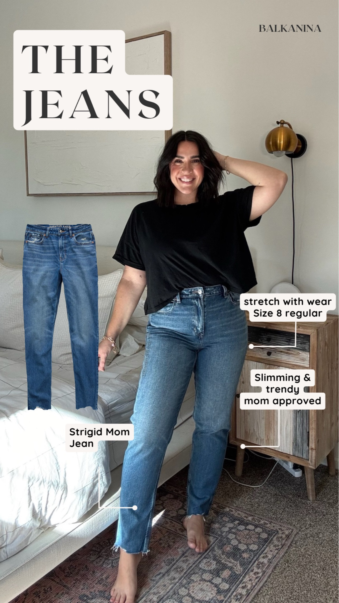 AE Strigid Mom Jean 
Slimming, stretchy, I'd give these an 9/10!
Perfect spring jeans
I'm in a size 8, stretch with wear!

Sale denim, spring denim, midsize jeans, mom jeans, thick tummy approved jeans


#LTKMidsize #LTKMostLoved #LTKSaleAlert