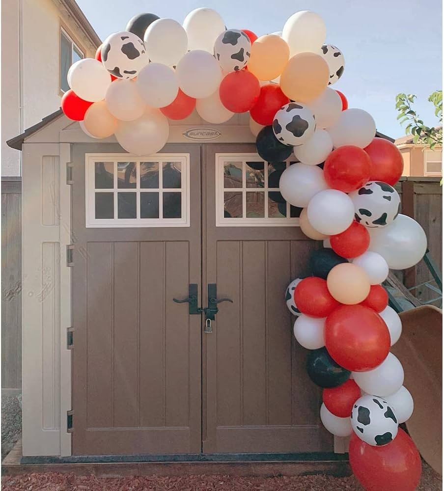 GIHOO 105pcs Balloon Garland Arch Kit, 12inch Cow Printed Balloons, White Black Red Yellow Balloo... | Amazon (US)