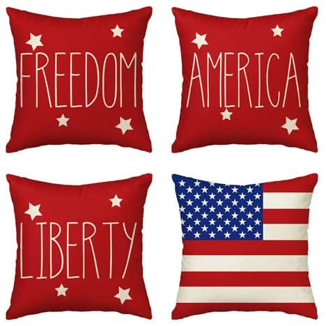 4th of July Patriotic Saying Memorial Day Throw Pillow Cover, 18 x 18 Inch Cushion Case for Sofa ... | Walmart (US)