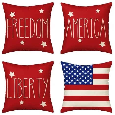 4th of July Patriotic Saying Memorial Day Throw Pillow Cover, 18 x 18 Inch Cushion Case for Sofa ... | Walmart (US)