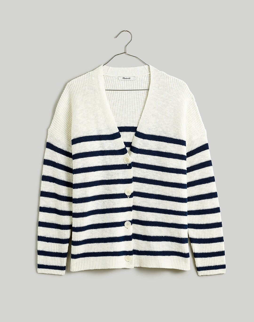 V-Neck Button-Front Long Cardigan Sweater in Stripe | Madewell