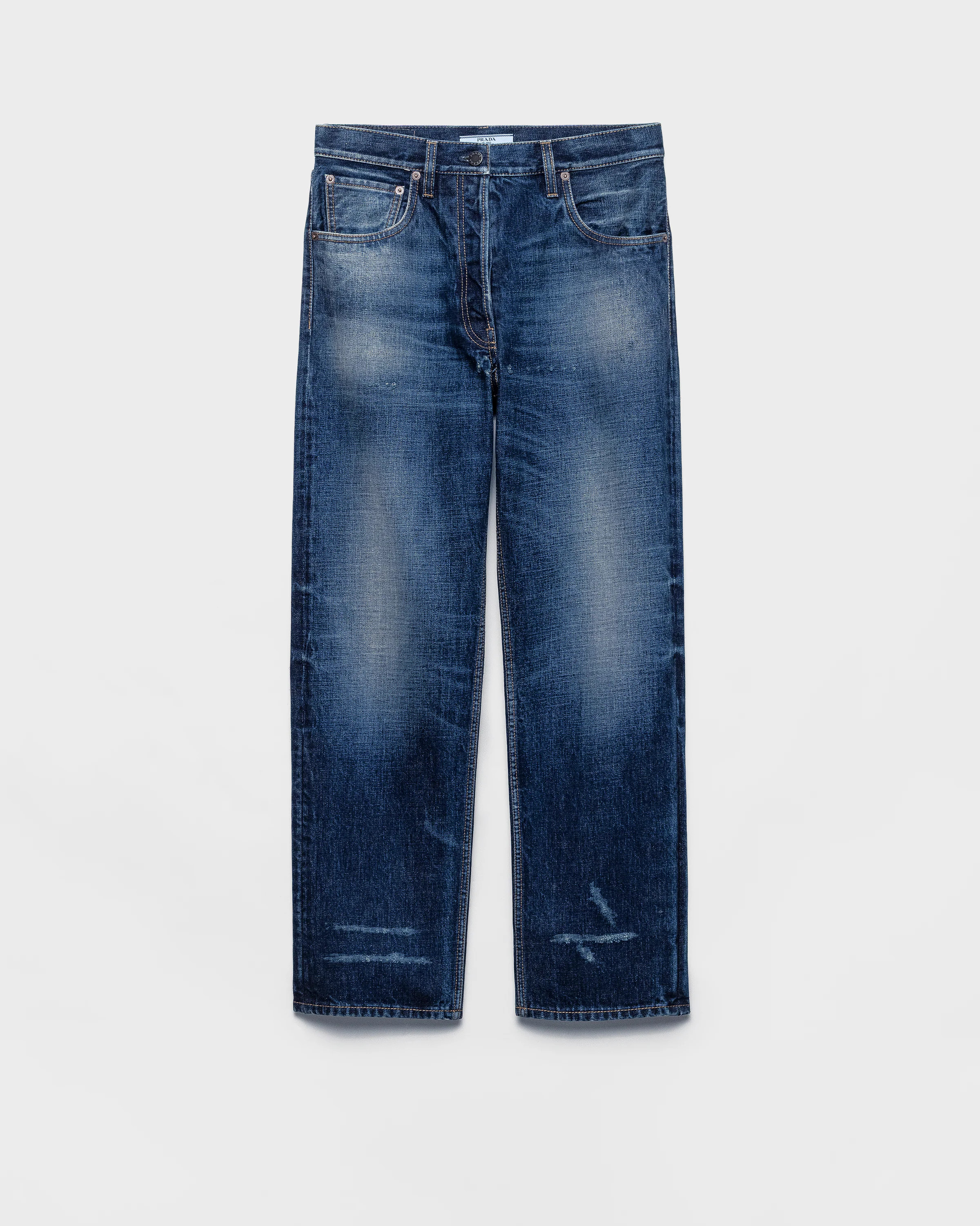 Five-pocket washed denim jeans | Prada US