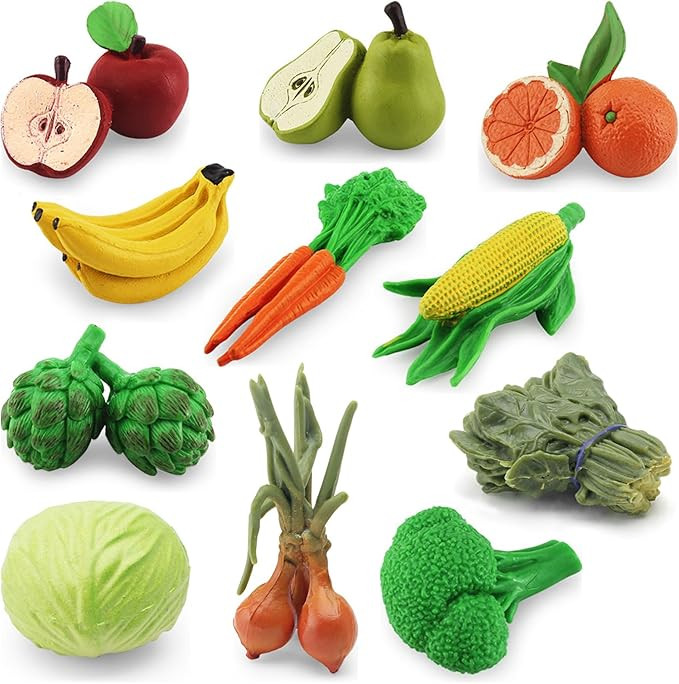 ONEST 11 Pieces Fruits Vegetables Figurines Realistic Detailed Plastic Fruits Vegetables Figures | Amazon (US)