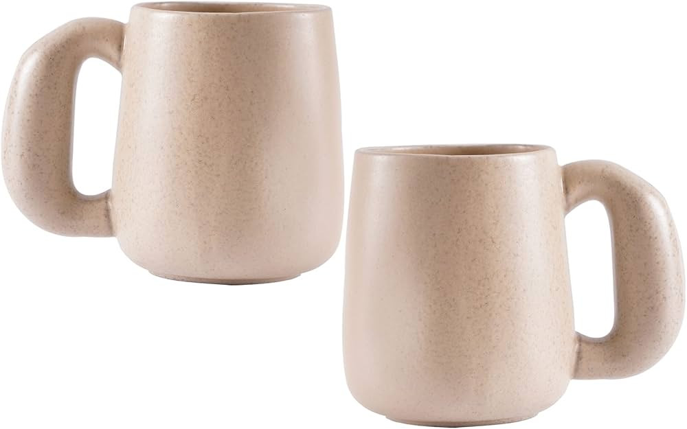 Uaral Large Coffee Mugs Cream Stoneware Mug Set with Jumbo Handle for Cocoa,Milk,Latte or Tea,Han... | Amazon (US)
