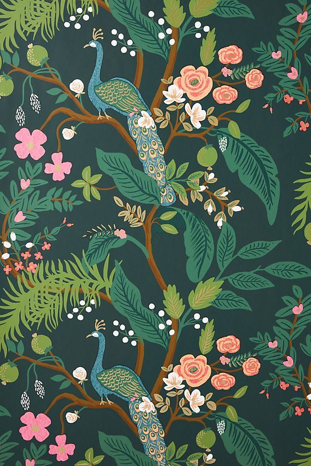 Rifle Paper Co. Peacock Wallpaper | Anthropologie (US)