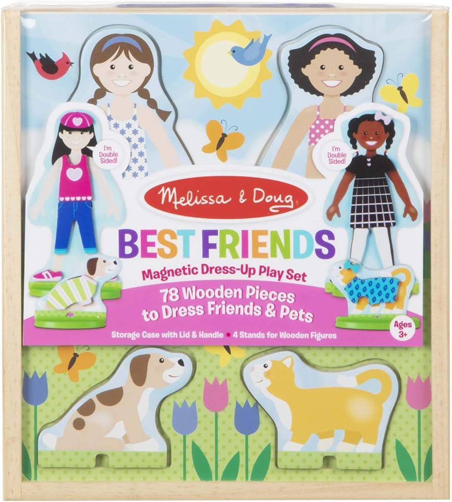 Melissa & Doug Best Friends Magnetic Dress-Up Wooden Dolls Pretend Play Set (78 pcs) - Dolls Dres... | Amazon (US)