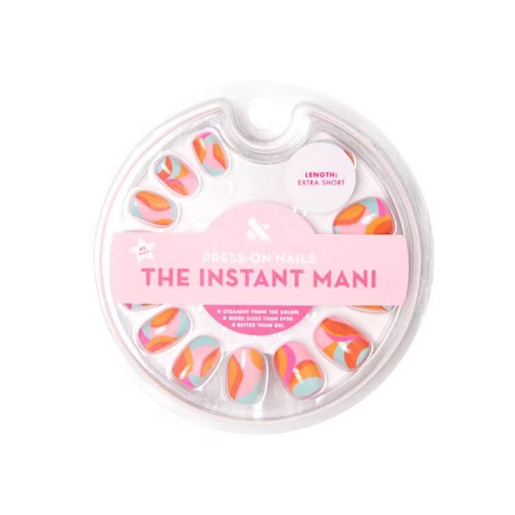 Olive & June Press On Extra Short Round  Fake Nails - Groovy Party - 42ct | Target