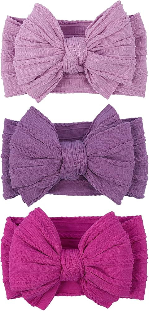LemonSpace Handmade Baby Girls Headbands Soft Stretchy Nylon Hair Bands Hair Accessories with Bow... | Amazon (US)