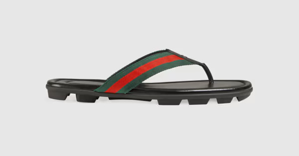 Web and leather thong sandal | Gucci (US)