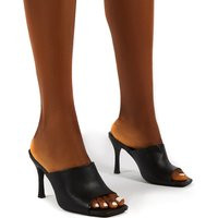 Emili Black Wide Fit Pu Heeled Mules - US 11 | Public Desire (US & CA)