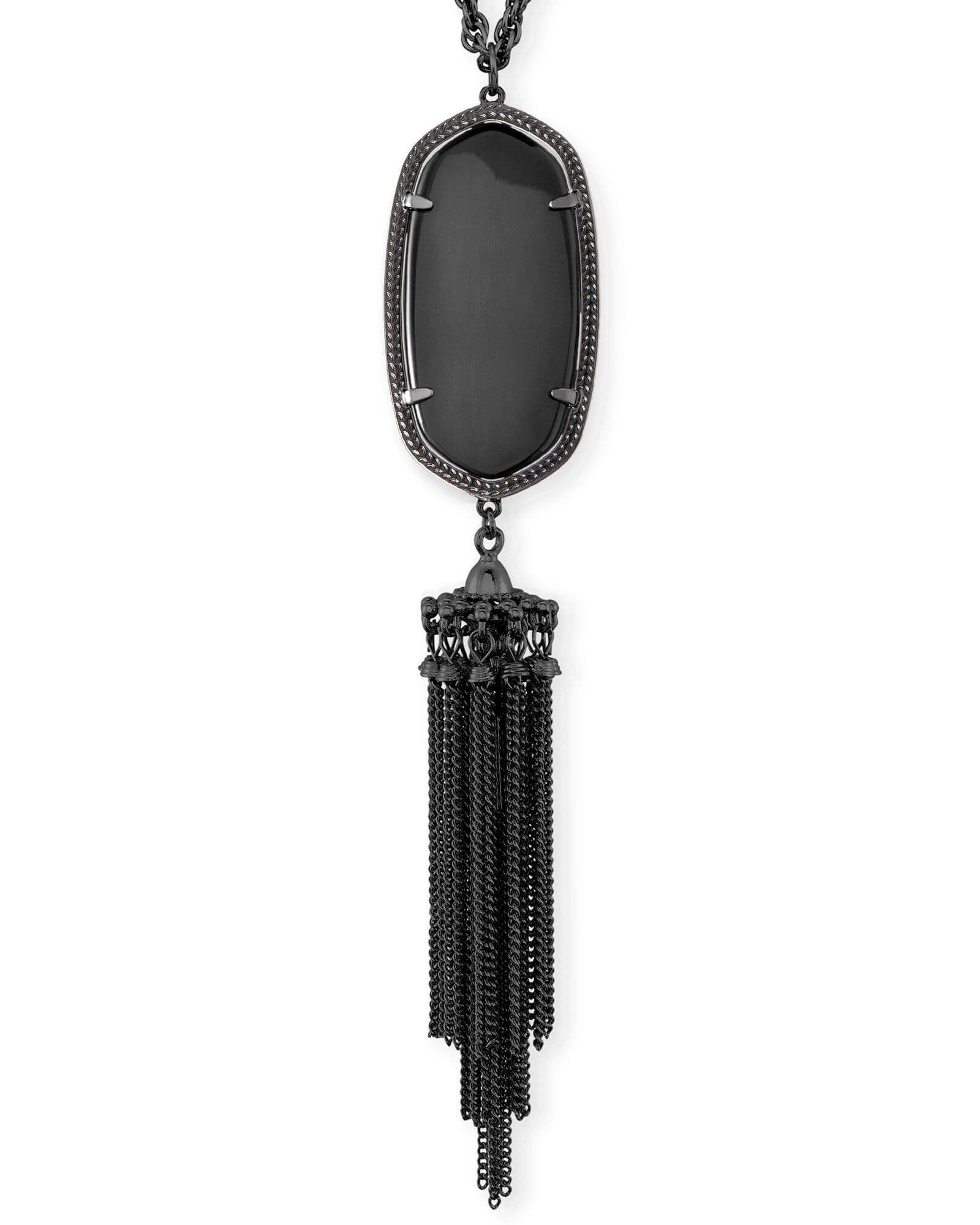Rayne Gunmetal Long Tassel Necklace in Black | Kendra Scott | Kendra Scott