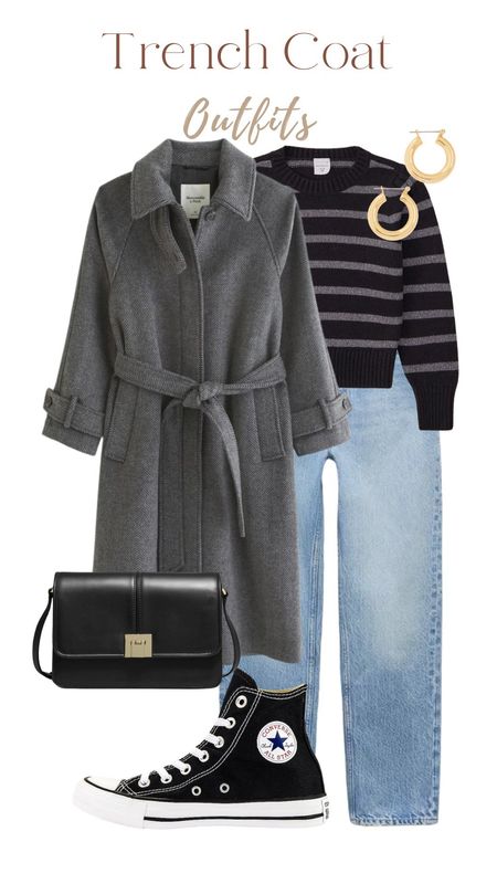 Grey coat, striped sweater, jeans, workwear, office outfit, transition weather outfit, spring outfit 

#LTKworkwear #LTKstyletip #LTKtravel