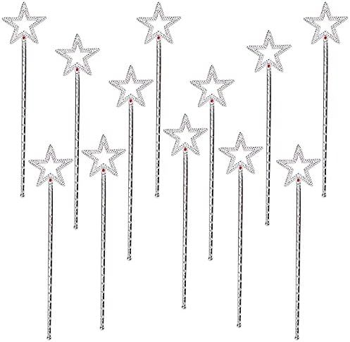 JOYIN Star Wand,13 Inches Silver Fairy Princess Angel Wand, 12 Packs for Girls Costume Props Star Ma | Amazon (US)