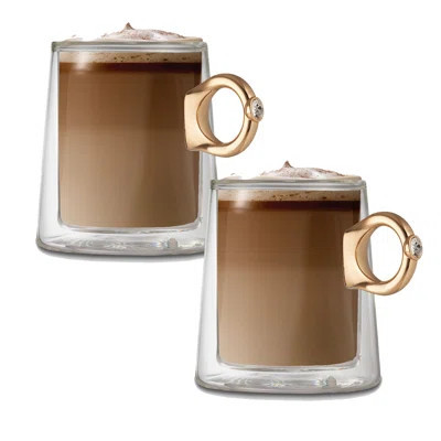 Double Wall Tiffany Mug Gold Handle 280ml Set Of 2 | Wayfair North America
